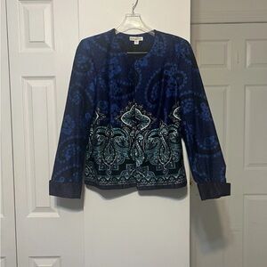 Coldwater Creek Blue Colorful Paisley Blazer. In excellent condition. Size 12